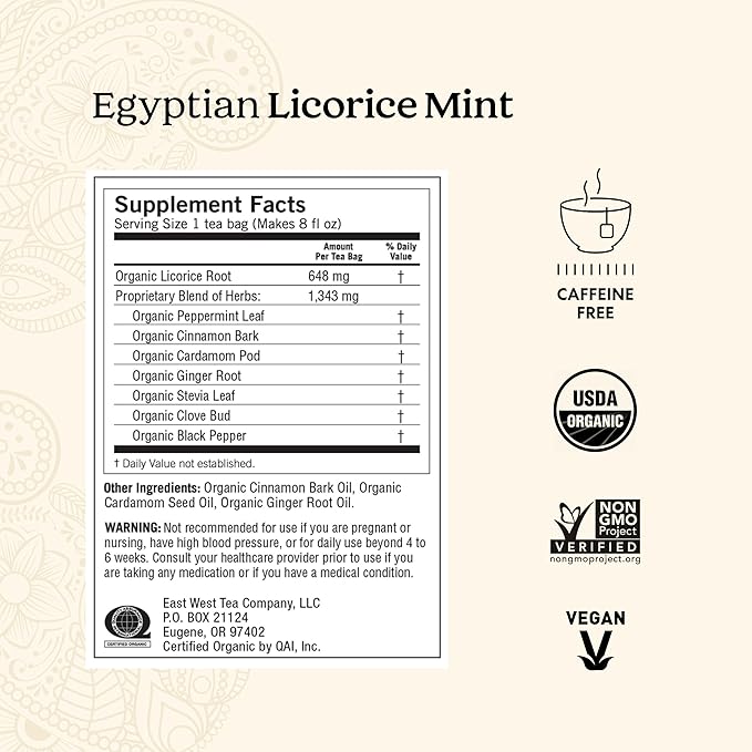 Yogi Tea - Egyptian Licorice Mint Tea (6 Pack) - Warming and Naturally Spicy Sweet - Caffeine Free - 96 Organic Herbal Tea Bags