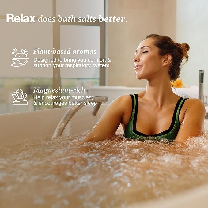 Relax Spa & Bath, Epsom & Dead Sea Salts, Aromatherapy Bath Salts for Hot Tub, Bath, or Spa, Infused with Magnesium, Muscle Recovery & Sports Therapy, 7 Pack, Relax RX Collection, 4 oz Each
