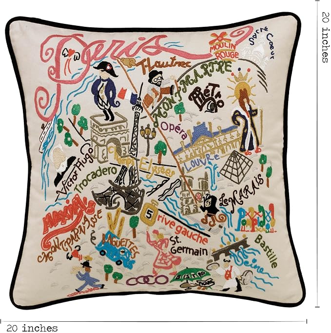 Catstudio Paris Embroidered Decorative Throw Pillow
