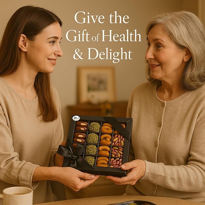 Andy Anand Chocolatier Gluten Free All Natural Truffles & Stuffed Dates Gift Box – Deliciously Healthy Embracing Nature's Goodness Perfect as Eid al Fitr Gift, Fresh flown from Turkey (24 Pcs 10.5 Oz)