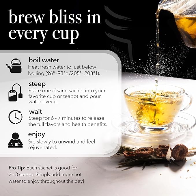 qìsane Organic Peppermint Tea Bags with Loquat Leaves - Whole Organic Peppermint Leaves, Loquat, Ginger & Balloon Flower Roots - Herbal Tea for Cough Support & Easy Breathing - 10 sachets (~30 cups)