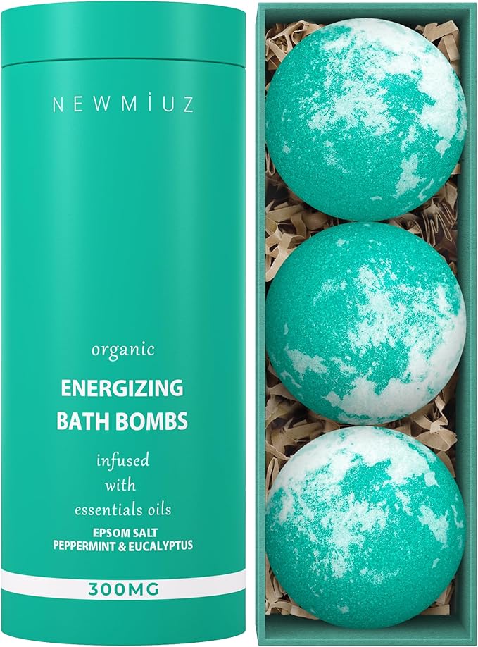 Menthol Fizzing Bath Bomb Eucalyptus Peppermint Epsom Salt Refreshing Bubble Spa with Essential Oil Infused Post Workout Sore Muscles Recovery Gift