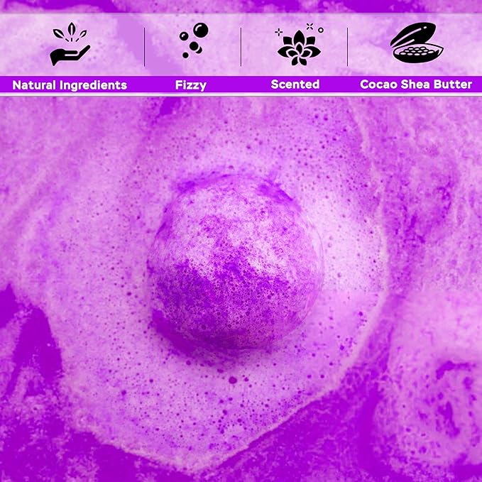 Bath Bombs Gift Set, 6 Large Natural Handmade Fruity & Floral Scent Bubble Bath Bombs for Women, Men, Kids, with Shea Cocoa Butter, Sea Salt, Eucalyptus - Perfect for Spa Gifts idea for Her/Him