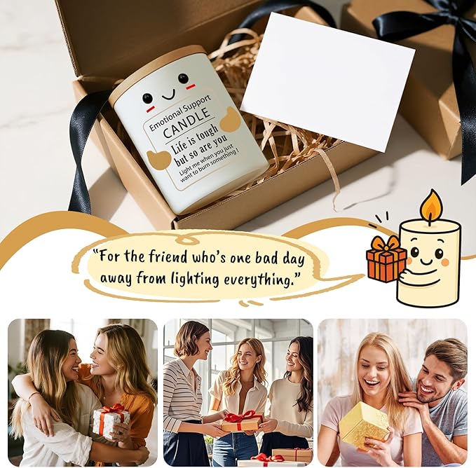 Funny Inspirational Emotional Support Candle Christmas, Positive Affirmation, Stress Relief Gift for Women, Men, Coworker, Friend Motivational Self-Care Cheer Up,New Job,Birthday, Xmas Candles