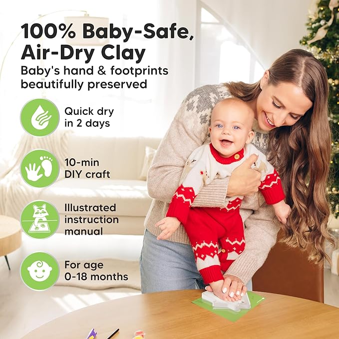 Baby Hand and Footprint Kit - Personalized Newborn Footprint Ornament, Clay Handprint Keepsake, Easy DIY Dog Paw Print Kit, Baby Shower Gifts for Boys, Girls, New Mom Gifts(Chime)