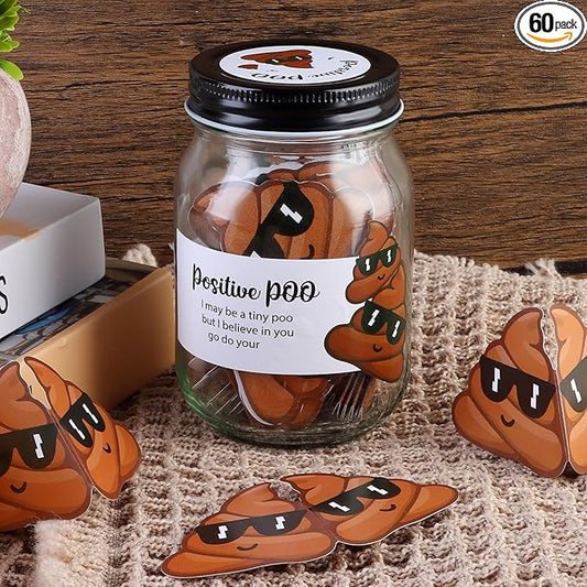 60 PCS Positive Poo Cards Jar, Emotional Support Jar, Poo Affirmation Cards, Inspirational Gifts for Women, Cheer Up Gifts, Funny Positive Gift for Women, Teen Girl