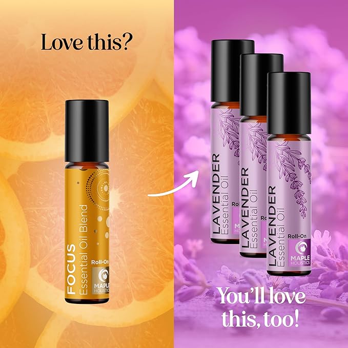 Focus Essential Oil Roll On - Aromatherapy Essential Oil Roller with Invigorating Pure Citrus and Mint Oils - Attention and Focus Essential Oil Blend with Eucalyptus Peppermint & Grapefruit (1 Pack)