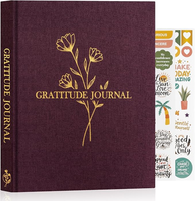 Lanpn Daily Gratitude Journal for Woman Men, 4 Month Mindfulness & Affirmation Planner, 7.8"x9.2" The 5 Minute Grateful Diary, Guided Reflection with Positivity Prompts Undated Notebook, Purple