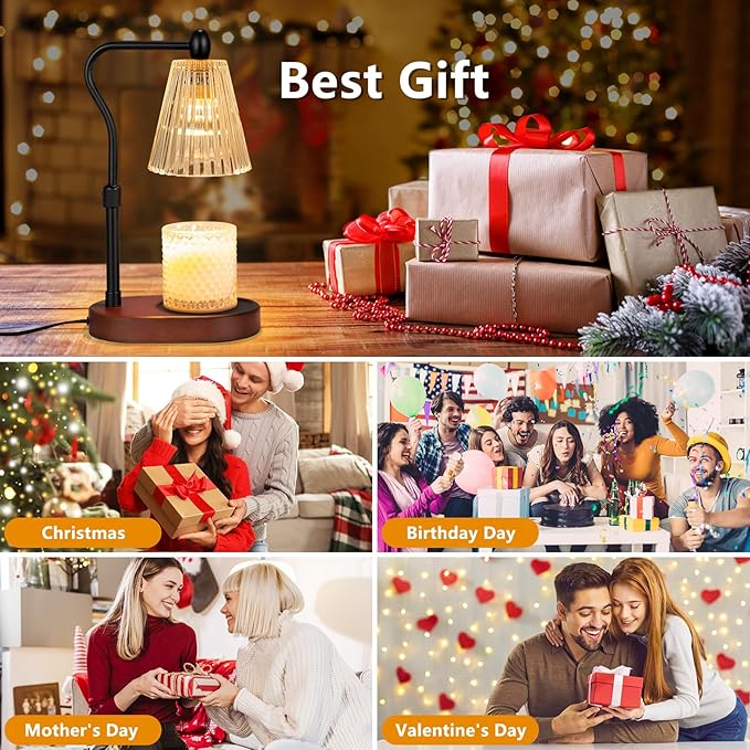Candle Warmer Lamp with Dimmer, Candle Warmer with Timer Adjustable Height for Scented Wax Jar Candles, Gifts for Women Mom New Home Decor, for Women Mothers Day