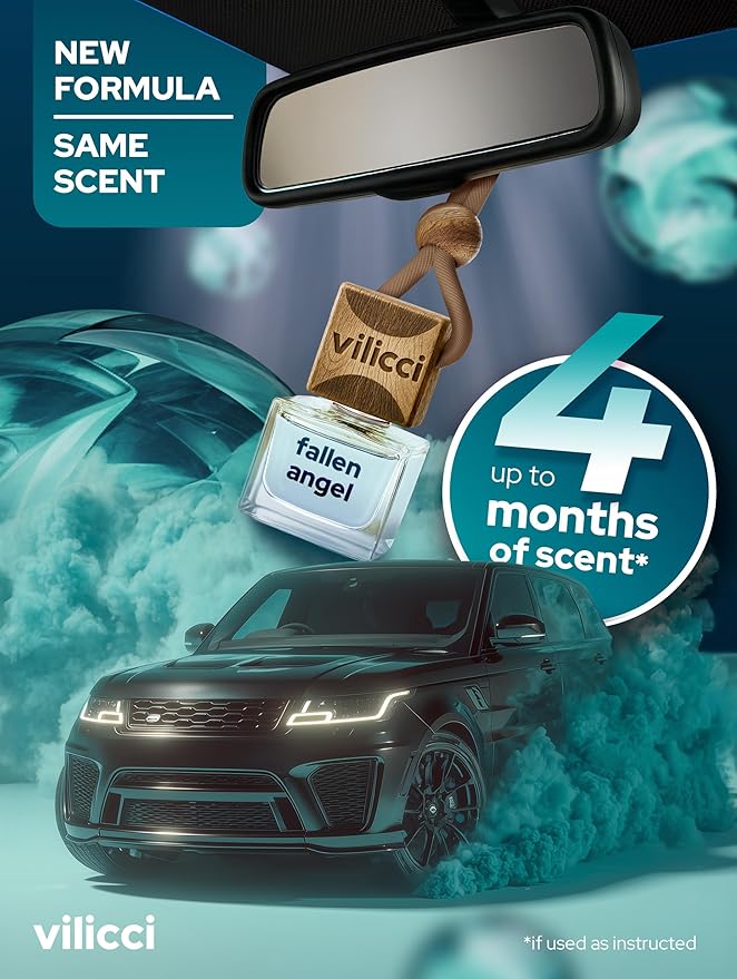 Vilicci Car Air Freshener | Luxurious Auto Perfume | Premium Hanging Air Freshener | Long Lasting Fragrance for Auto and Home | 1 Bottle of Car Scent (2 Count (Pack of 1), Fallen Angel)