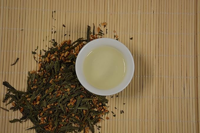 TIAN HU SHAN Genmaicha Green Tea with Roasted Rice, Low Caffeine Genmaicha Tea Loose Leaf 8 Ounce / 226g (Pack of 1)