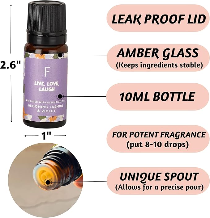 Folkulture Essential Oils for Diffusers | Oil Diffuser Essential Oil Set of 6 Fragrance Oil | Diffusers Oil Scents for Home | Fragrance Oil for Diffusers | Patchouli, Jasmine, Rose