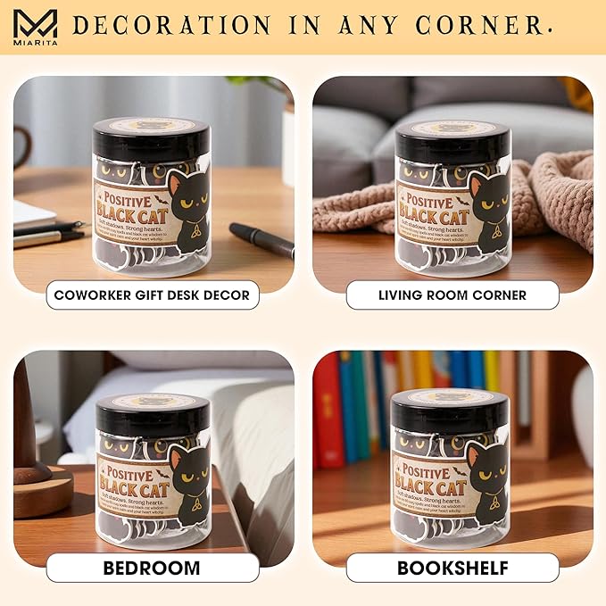 Positive Black Cats Jar β 60 Affirmation Cards for Anxiety & Self Care, Black Cat Halloween Gifts for Women, Kids, Teens & Men, Mental Health & Stress Relief Support Gifts