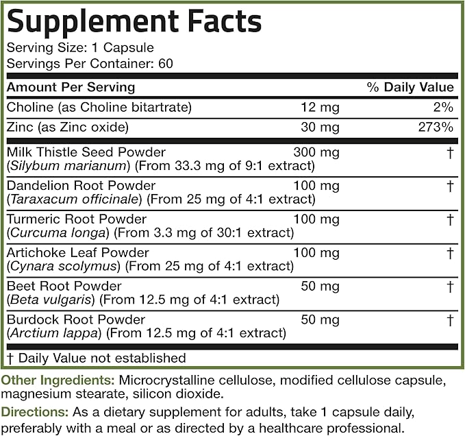 Bronson Liver Detox Advanced Detox & Cleansing Formula Supports Health Liver Function with Milk Thistle, Dandelion Root, Turmeric, Artichoke Leaf & More, Non-GMO, 60 Vegetarian Capsules