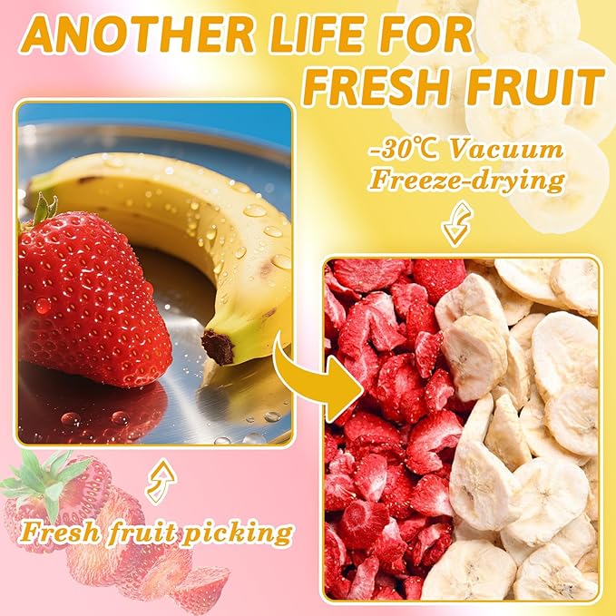 Freeze Dried Fruit Set - 140g Natural Fruit Snacks, Gluten Free, Sugar Free, Healthy Snacks for Kids, 100% Pure Fruits, Great for Lunch, Cereal, Smoothies, Food Gifts, Pack of 7-0.71 oz Each