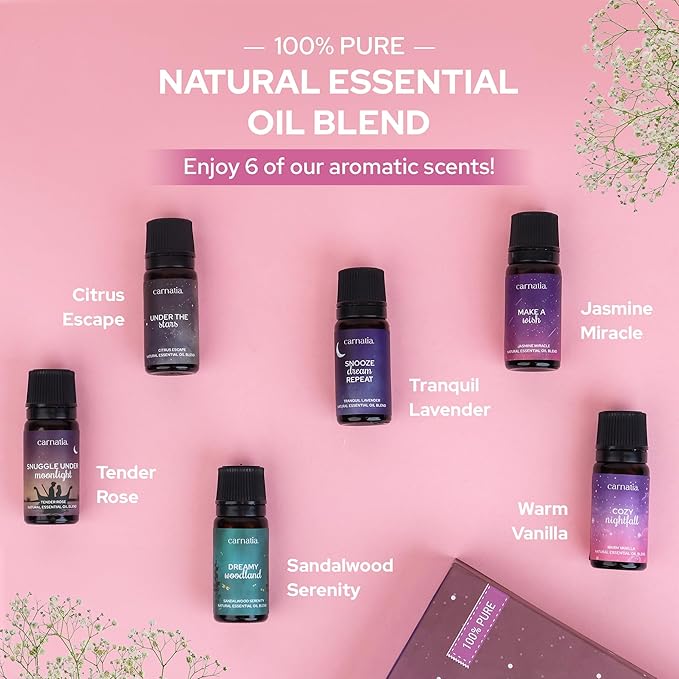 Carnatia Sleep Essentials Essential Oil Set – 100% Pure & Natural Aroma Blends for Deep Sleep, Stress Relief & Relaxation | Calming Oils for Diffusers, Pillows & Bedtime Routines