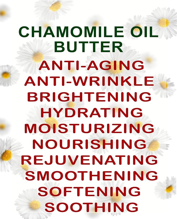 Botanical Beauty CHAMOMILE OIL BUTTER 100% Pure Natural Virgin Unrefined RAW for FACE, SKIN, BODY, DAMAGED HAIR, NAILS. Chamomile Roman Essential Oil and Coconut Oil (8 Fl Oz)