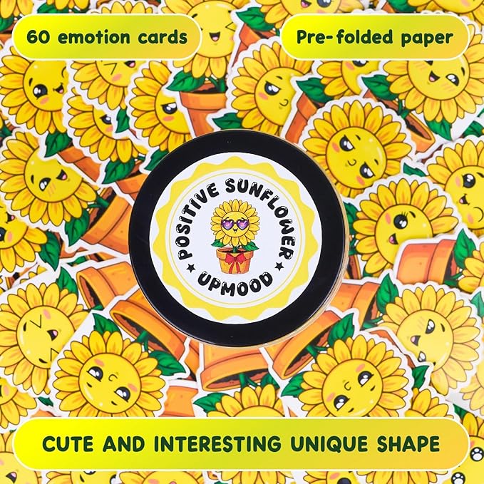 Positive Sunflower Jar – 60 Daily Affirmation Cards with Standee | Encouragement Gift for Women, Friends, Coworkers | Uplifting Notes, Desk Decor, Just Because Gift, Emotional Support Jar