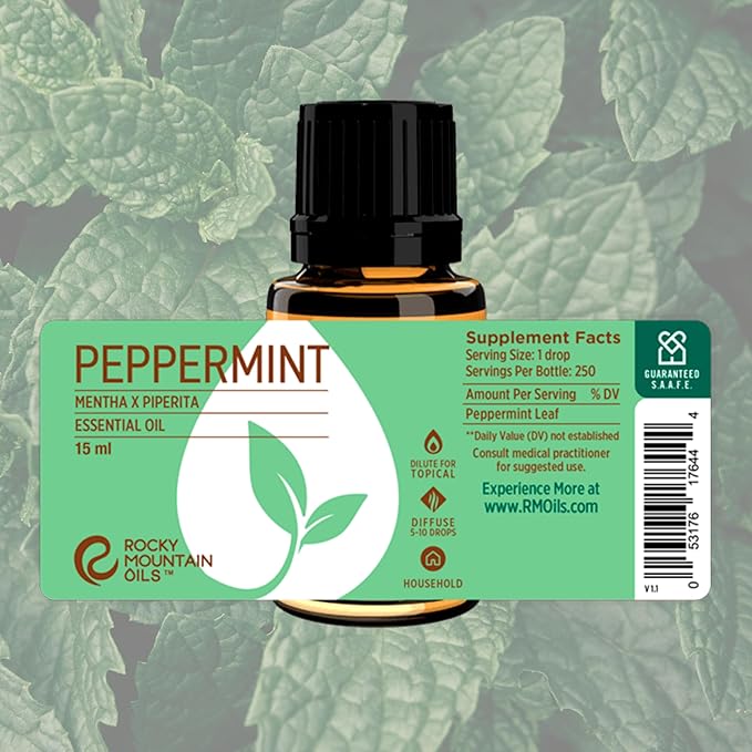 Rocky Mountain Oils Peppermint Essential Oil - Natural Aromatherapy Essential Oils for Diffusers, Topical, and Home - 15ml