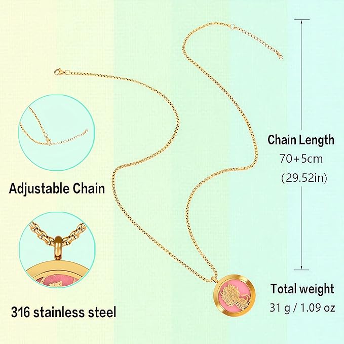 Aromatherapy Diffuser Necklace-Dinosaur Essential Oil Necklace,Aromatherapy Diffuser Pendant for Men and Women,Portable,Suitable for Yoga,Meditation,Travel,Stress Relief Gift(Gold 30mm)