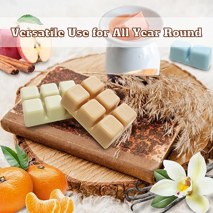 Soy Wax Melts Wax Cubes Strong Scent Wax Melts Variety Fragrance Melts for Vanilla, Lavender, Apple Cinnamon, Citrus, Ocean Breeze, Caramel, Sandalwood, Pumpkin Spice Spa Yoga Relaxing Bath