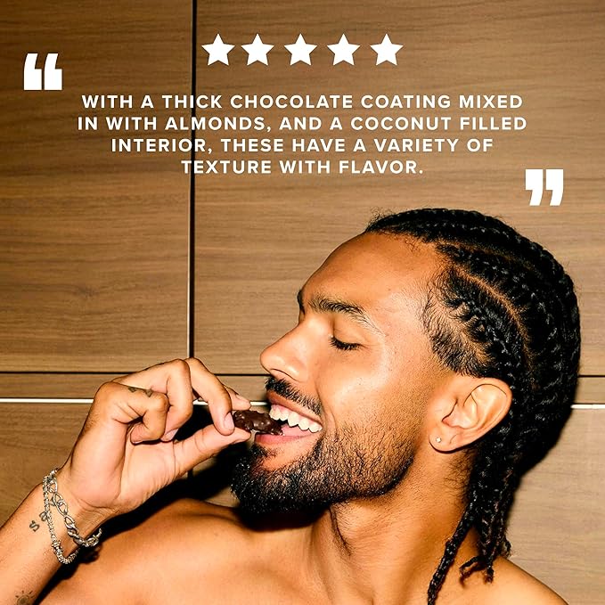 SkinnyDipped Dark Chocolate Coconut Almond Bites, Low Sugar Chocolate Coconut Bar, 3.17oz Resealable Bags, Pack of 4 (24 Bites Total)