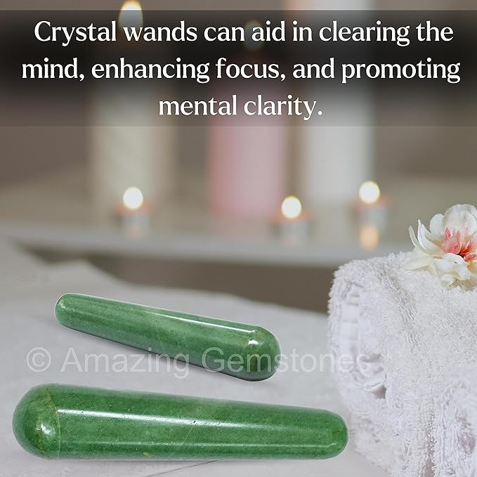 Amazing Gemstone Green Aventurine Crystal Wand Massage Stick - Pelvic Wand Gua Sha for Adults - Crystals and Healing Stones Massage Wands for Adults Gifts (Smooth)