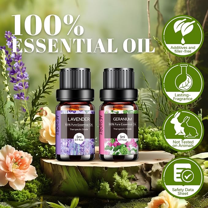 Essential Oils Set - 26x5ml Pure Aromatherapy Essential Oils Kit for Diffuser, Massage, Skin & Hair Care, Candle Making - Lavender, Tea Tree, Eucalyptus, Sandalwood, Peppermint, Rosemary, Lemongrass