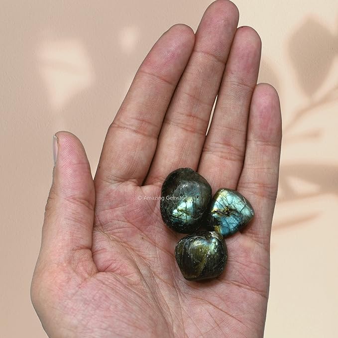 Amazing Gemstone Labradorite Crystals and Healing Stones Tumbled - 1 oz Labradorite Stone Gem Stones, Natural Healing Stones for Energy Balance, Stress Relief - Premium Polished Gems Rocks