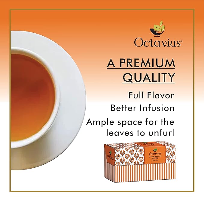 Octavius | Tea Sampler Pack | Assortment of Green Teas | Cinnamon Anise Green Tea | 50 Enveloped Double Chamber Tea Bags | Tea Sampler Variety Pack | Perfect for Tea Lovers | Pack of 1