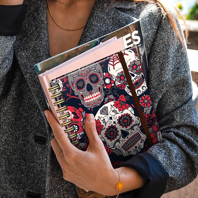 Cute Spiral Notebook, Journal for Women, Hardcover Spiral Journal, 5.5 x 8.3 Inches, 120 Pages,100gsm Paper, for Gifts Nurse Teacher Women Office Supplies(Cute Red Skull)