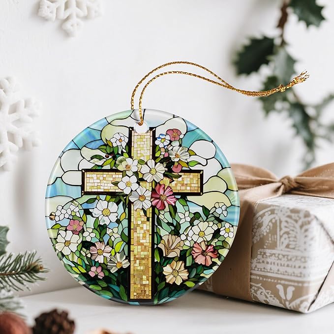 Christian Cross Ornaments, Christmas Ornaments: Christmas Tree Decorations, Easter Faith Cross Decor, Stocking Stuffers, Gift Ideas, Xmas Gift, Religious Gifts & Christian Gifts