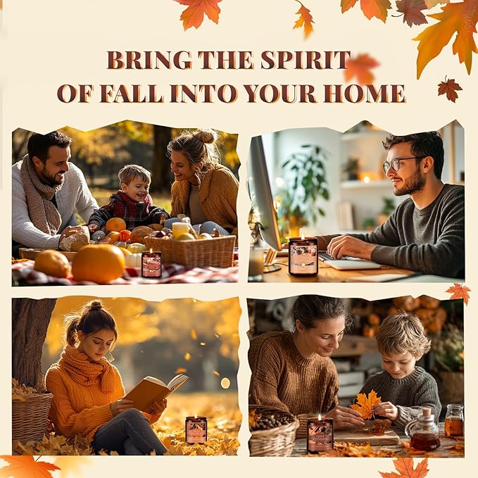 Fall Candle, Vanilla Cupcake Scented Candles for Home, Natural Soy Autumn Candle Aromatherapy Candle, 7 oz Jar Candles Fall Gifts for Women Men