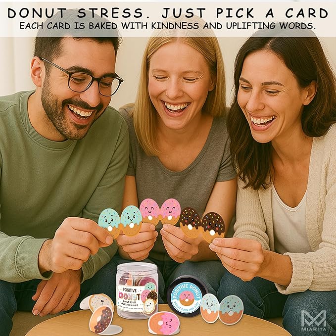 Positive Donuts Jar, Emotional Inspirational Support 60 Affirmation Cards, Cheer Up Cute Donut Gifts for Teen Girls, Daughter, Firends, Teen Girl Gifts Trendy Stuff