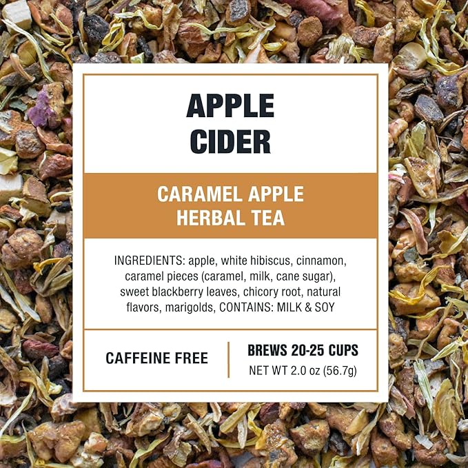 Tiesta Tea Apple Cider, Premium Loose Leaf, Caramel Apple Herbal Tea, Non-Caffeinated, Real Fruit, Herbs and Spices, Relaxing Tea BlendsHot or Iced Brew Up to 20-25 Cups, 2oz Resealable Pouch
