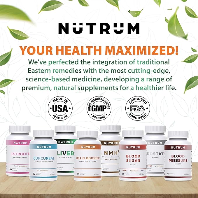 Liver Cleanse and Detox Health Support Supplement by Nutrum, Vegan Liver Formula, Natural Herbal Liver Renewal with Vitamin C, Milk Thistle, Support for Bad Breath, Acne, Low Energy, 60 Capsules