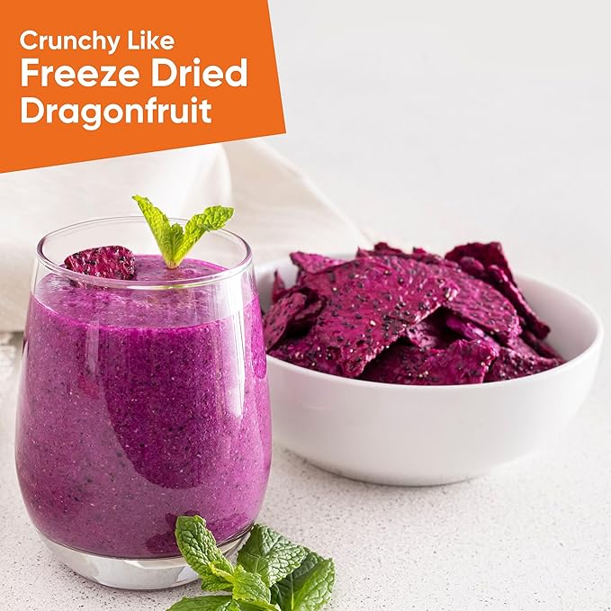 Yammy Dried Dragon Fruit Chips for Drinks Refreshers (5.6oz Pack of 4) - Like Freeze Dry Dragonfruit Pieces - 1 Ingredient Healthy Snack for Adults & Kids - 2g Protein, 4g Fiber, Gluten Free Vegan