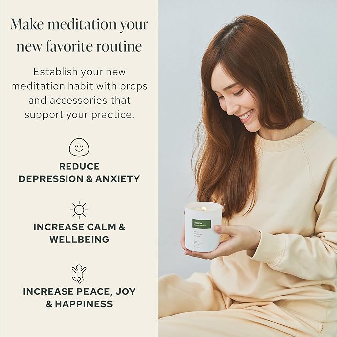 Mindful Modern Natural Balance Candle | Balsam Fir & Palo Santo Scented | Aromatherapy for Stress Relief, Meditation, Yoga, Chakra Healing, Prayer | Elegant Home Fragrance | Soy Wax | 8oz Glass Jar