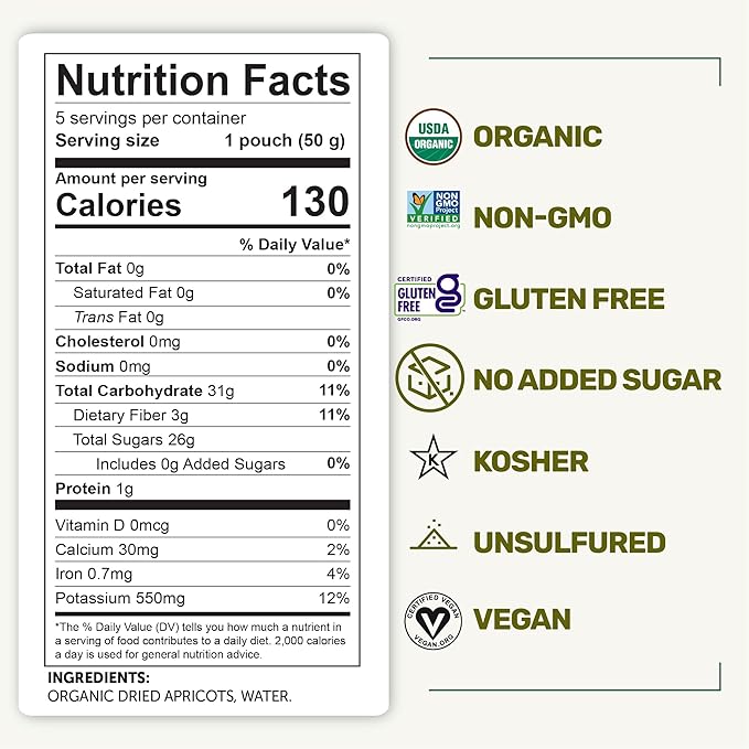Happy Village Organic Soft Dried Apricots On the Go – 3 Bags (15 Individual Portion Packs) | Healthy, Organic, Non-GMO, Vegan, Kosher, Gluten-Free Snack Packs