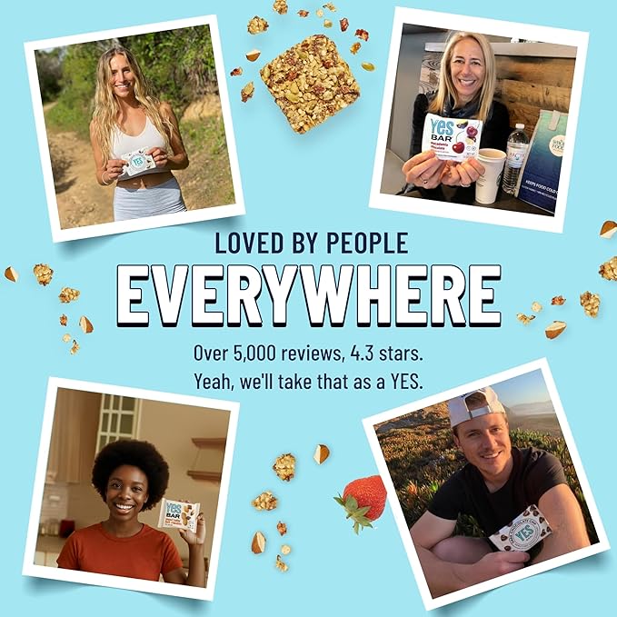 The YES Bar – Strawberry Coconut – Plant Based Protein, Decadent Snack Bar – Vegan, Paleo, Gluten Free, Dairy Free, Low Sugar, Healthy Snack, Breakfast, Low Carb, Keto Friendly (Pack of 6)