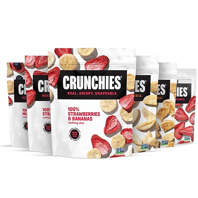 Crunchies Freeze-Dried Fruits, 100% All Natural Crispy Fruit, Non GMO and Kosher, Resealable Freeze Dried Fruit Snack Packs, Pack of 6 (Variety Gift Pack)
