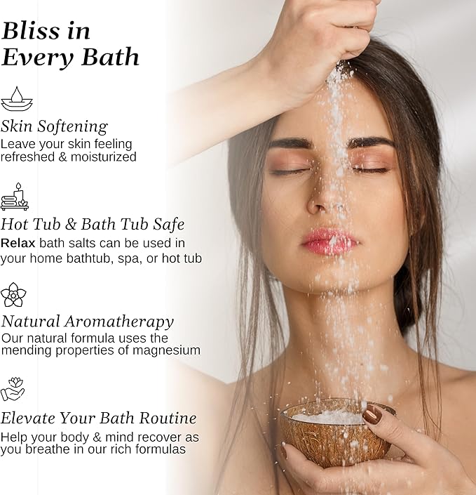 Relax Spa & Bath, Epsom & Dead Sea Salts, Aromatherapy Bath Salts for Hot Tub, Bath, or Spa, Infused with Magnesium, Muscle Recovery & Sports Therapy, 7 Pack, Relax RX Collection, 4 oz Each