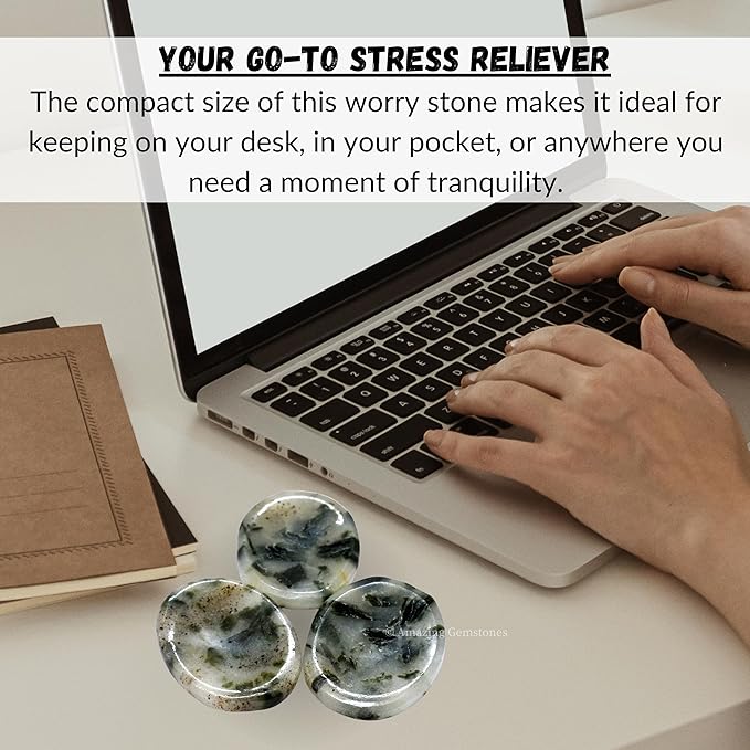 Amazing Gemstone Green Tourmaline in Quartz Worry Stone Crystals and Healing Stones - Worry Stones for Stress Relief Gift - Piedra Crystal Fidget for Meditation - Stocking Stuffers and Birthday Gift