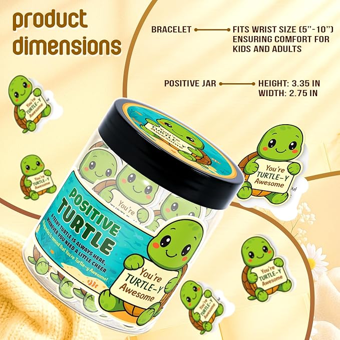 Emotional Support Turtle – Funny Turtle Gifts For Women, Kid - 60 Positive Turtle Daily Affirmation Cards Jar – Inspirational Gifts for Women - Self Care Gift for Coworkers, Teens, Friends, Boss