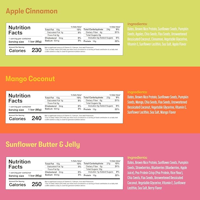 Amrita Nut Free 6 Flavor Variety Vegan Protein Bars | 11g to 12g Plant-Based Protein Bar | Peanut Free, Gluten Free, and Dairy Free | Low Sugar, High Fiber, Healthy School-Safe Snacks