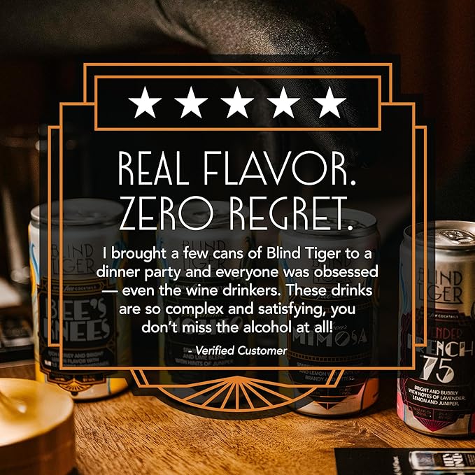 Blind Tiger Sidecar Mimosa 8-Pack | Orange, Lemon & Bitters Non-Alcoholic Sparkling Mocktail| Crafted with Natural Ingredients | Mixers, Cocktails, Mocktails | 8.4 fl oz Cans