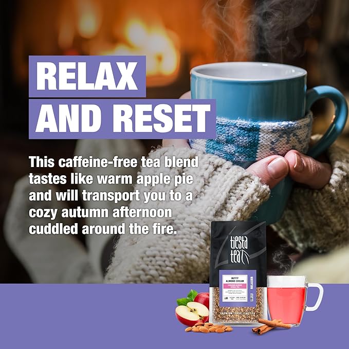 Tiesta Tea - Nutty Almond Cream, Premium Loose Leaf, Cinnamon Almond Herbal Tea Blend, Non-Caffeinated, Make Hot or Iced & Brews Up to 200 Cups, 16 Ounce Resealable Bulk Pouch