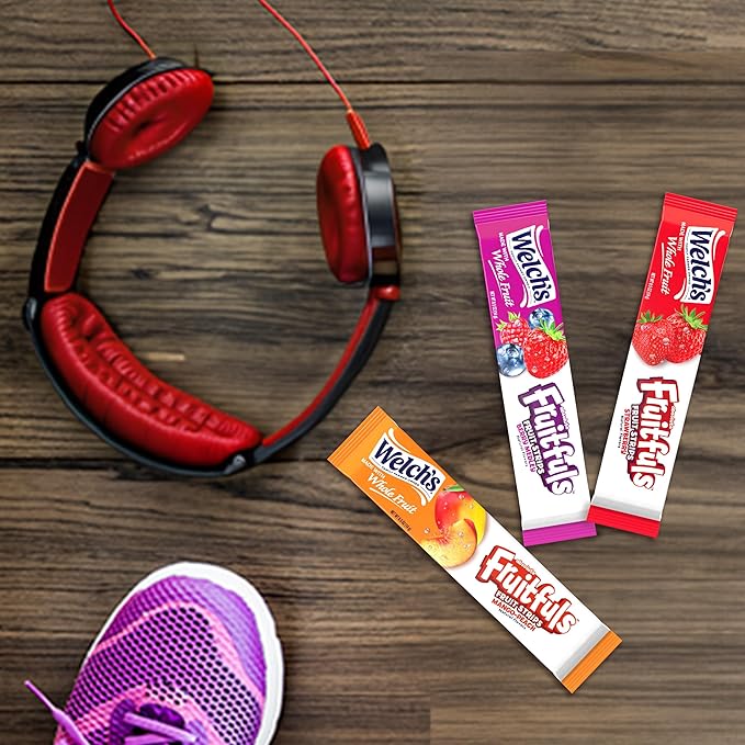 Welch's Absolute Fruitfuls Fruit Strips, Tasty Dried Fruit Snacks for School Lunches, Berry Medley,Mango Peach, Strawberry 0.5oz (Pack of 50)