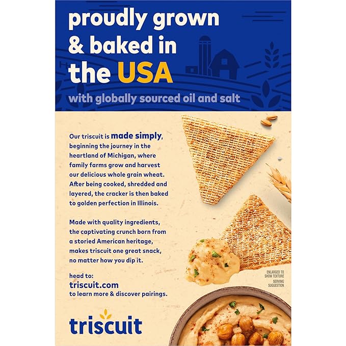 Triscuit Organic Original Whole Grain Wheat Crackers, Organic Crackers, Vegan Snacks, Bulk Lunch Snacks, 6 - 6.5 oz Boxes