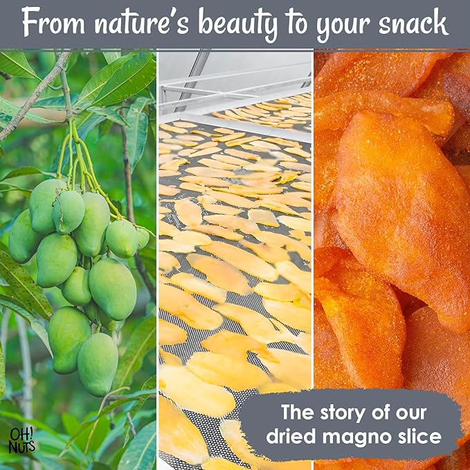 Oh! Nuts Dried Mango Sweet & Spicy - 1 lb - Sweetened Dried Fruit Slices - Packed in New York Zip-Seal Bag for Exceptional Freshness